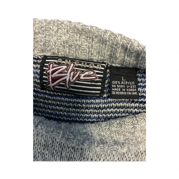 Anchor Blue Mens Vintage Holiday Knit Crewneck Sweater in Gray size L - Picture 5 of 6